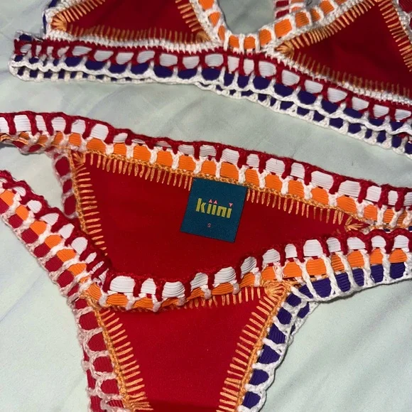 KIINI Red Bikini with Orange and Purple Trim - Picture 3 of 5